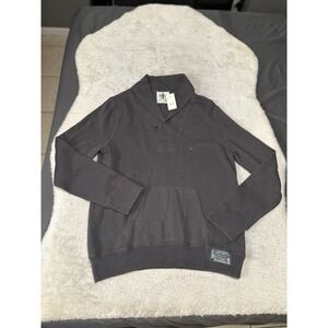 New Express Shawl Collar Mens‎ Gray Cotton Pullover Sweater Size Large Preppy